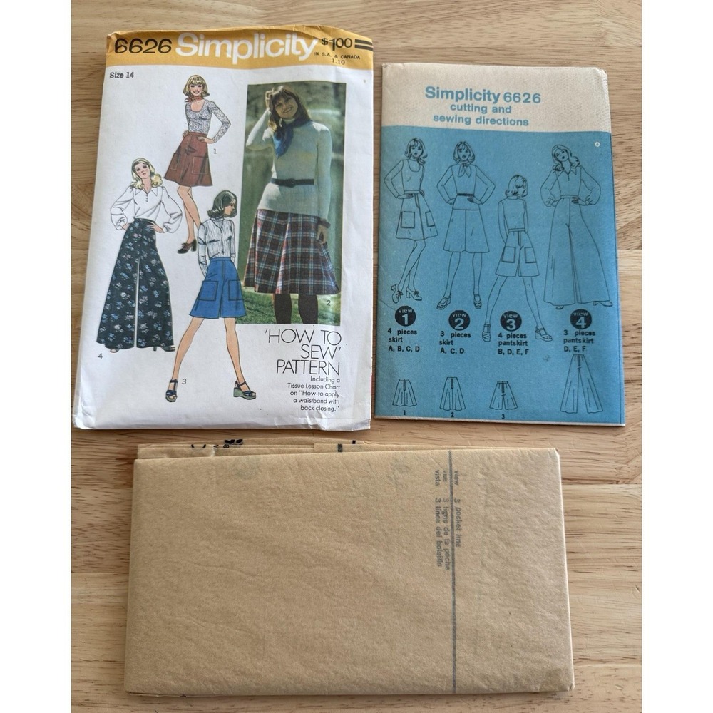Simplicity Pattern 6626 Misses' Skirt & Pantskirt In 2-Lengths Size 14 Uncut FF - Picture 3 of 3